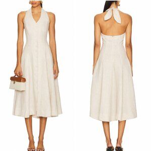 L'Academie Cream Halter Midi Dress